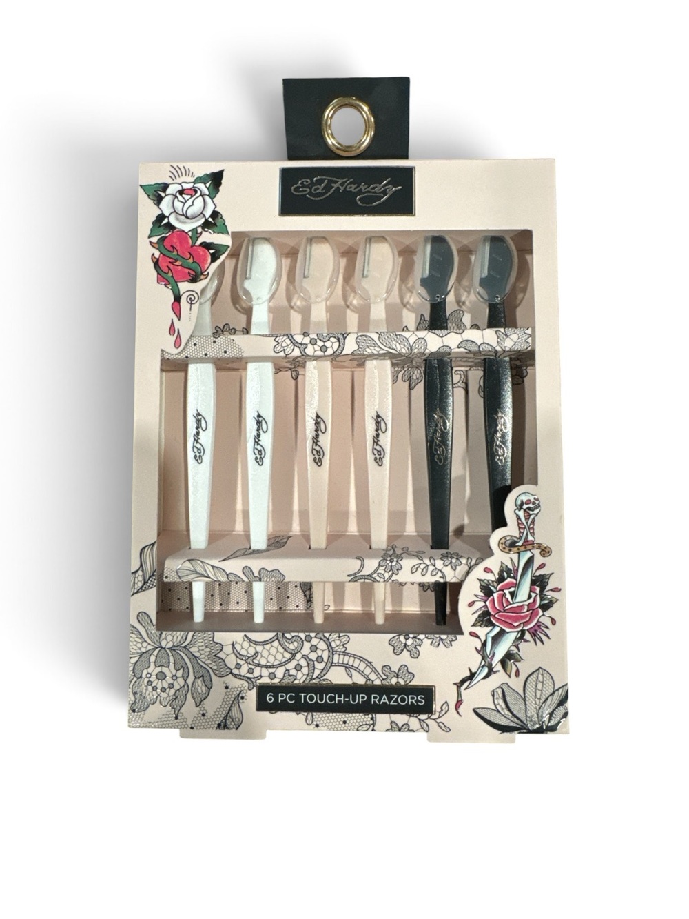 Ed Hardy 6-Piece Touch-Up Razors - Black, White & Cream NIB